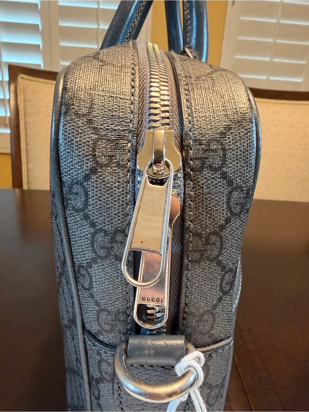 New Authentic Gucci GG Supreme Logo Ophidia Messenger Bag Briefcase Gray Medium